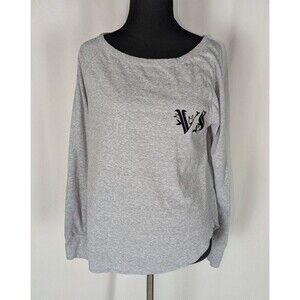 Victoria's Secret Pajama Top XS Women's Gray Embroidered Long Sleeve Pullover